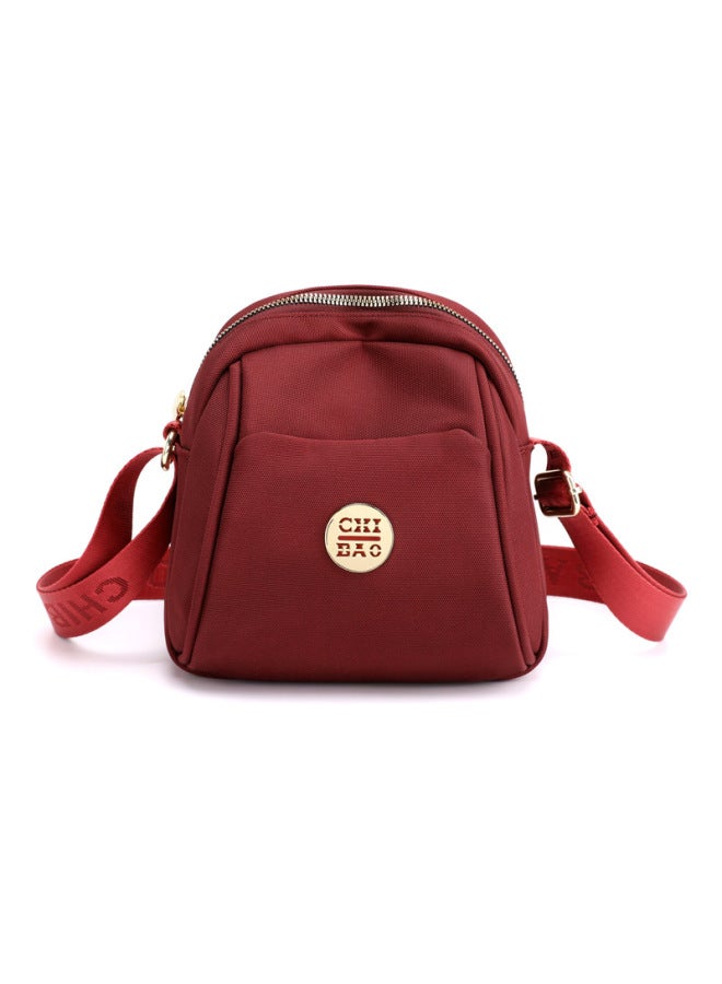 Crossbody Women's Mini Small Bag OxFord Cloth Shell Bag Waterproof Canvas Shoulder Fashionable Youth Trendy Nylon Cloth Bag-Color:Deep Red  - Image 1