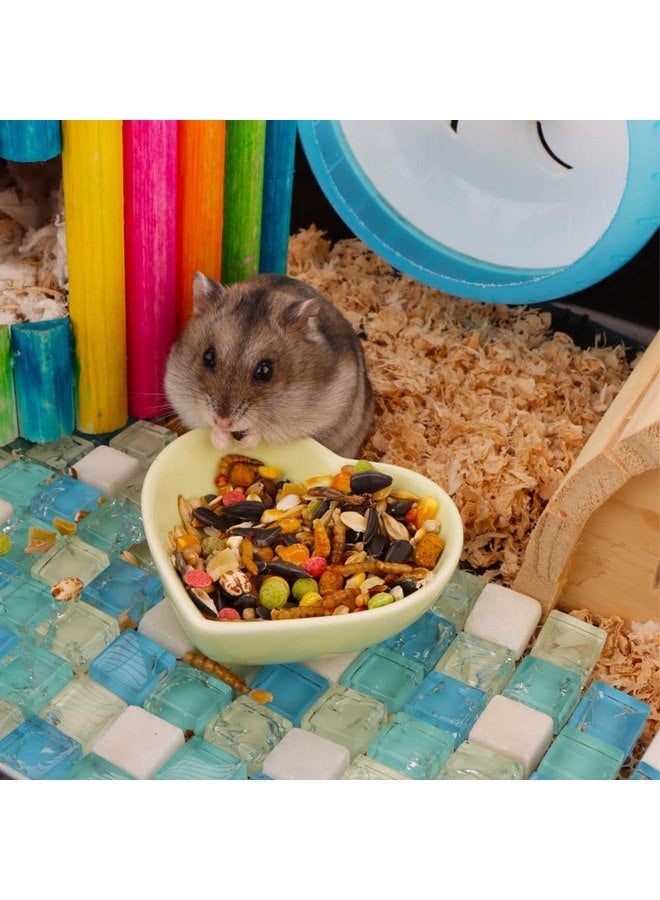 VTurboWay 2 Pcs Hamster Ceramic Food Bowl Anti-Turning Food & Water Dish for Hamster Gerbil Hedgehog Rat Rodent (Green and Purple) - Image 2