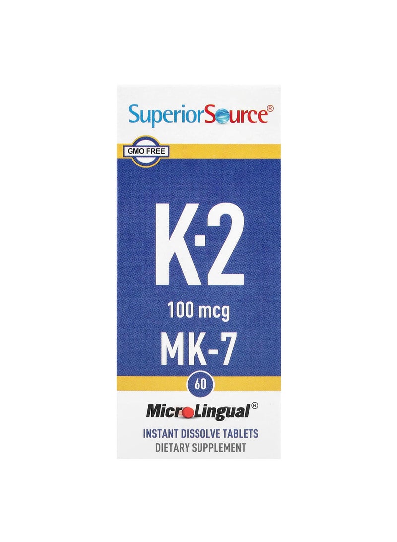 Vitamin K-2, 100 mcg, 60 MicroLingual® Instant Dissolve Tablets