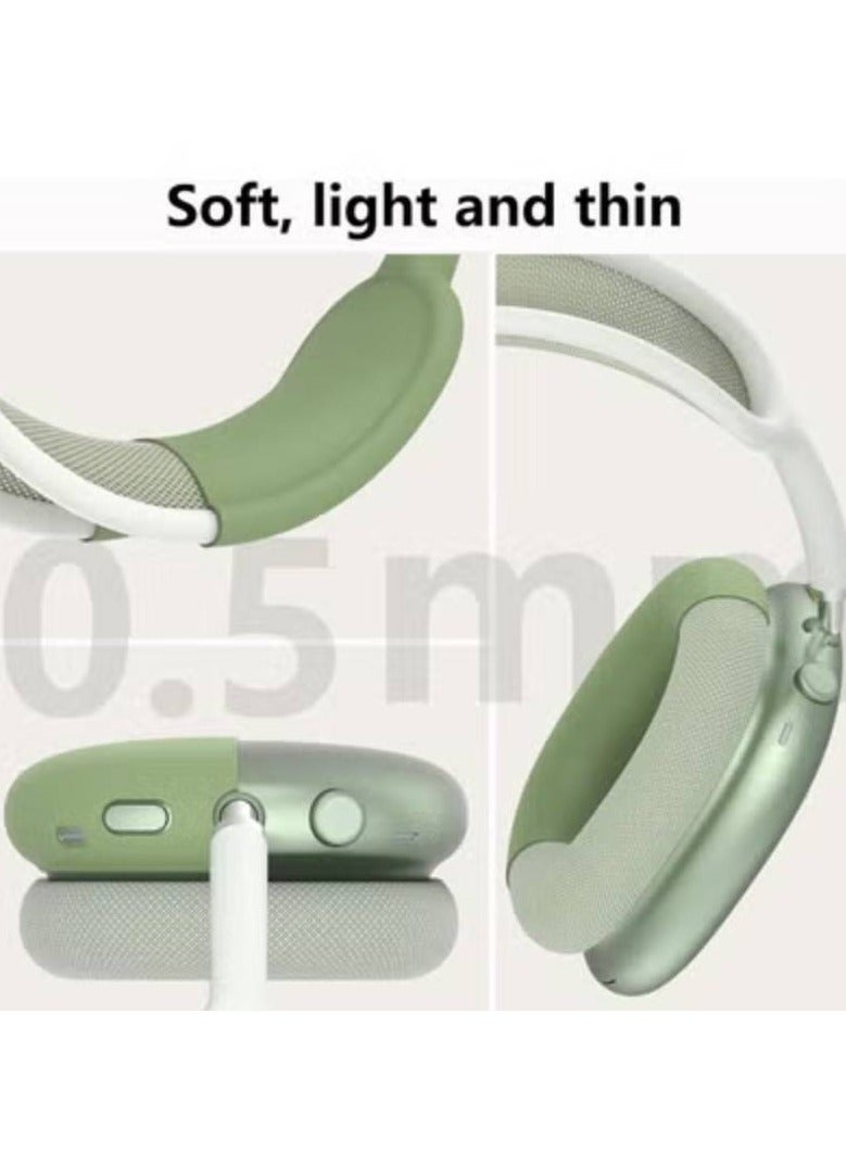 ارواق حافظات سيليكون مناسبة لسماعات Apple AirPods Max 3 في 1 وأغطية أذن مضادة للخدش وغطاء عصابة الرأس وغطاء واقي وسادة الأذن وإكسسوارات الجلد (أخضر) - Image 4