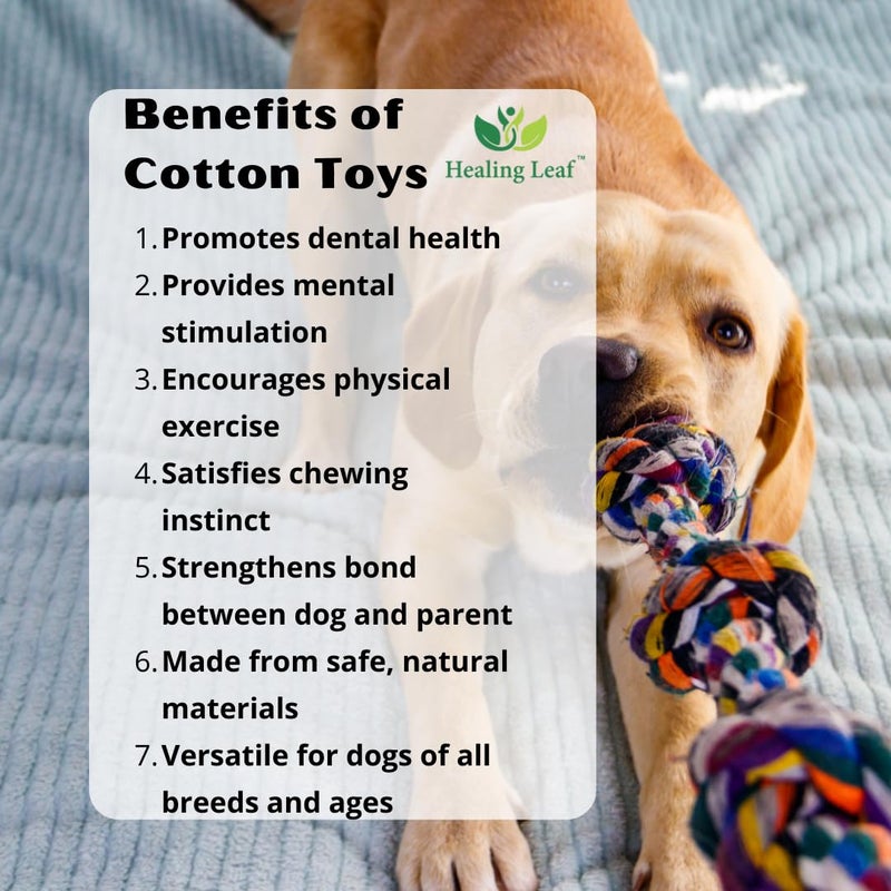 Healing Leaf Cotton Rope Toys | for Chewing, Teething, Playing & Training | All Breed & Sizes |Puppy, Small, Medium and Largw Dogs (Color May Vary) - Image 4