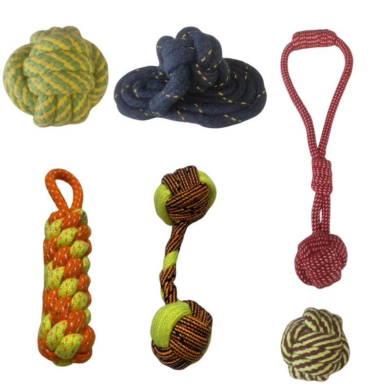 Healing Leaf Cotton Rope Toys | for Chewing, Teething, Playing & Training | All Breed & Sizes |Puppy, Small, Medium and Largw Dogs (Color May Vary) - Image 1