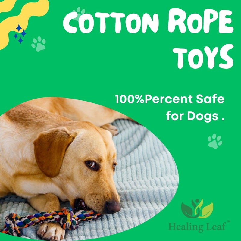 Healing Leaf Cotton Rope Toys | for Chewing, Teething, Playing & Training | All Breed & Sizes |Puppy, Small, Medium and Largw Dogs (Color May Vary) - Image 3