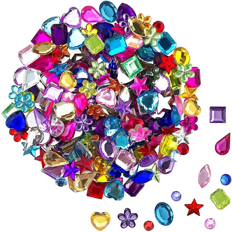 JPSOR 600pcs Gems Jewels for Crafts, Acrylic Flatback Rhinestones for Halloween Pirate Party Decorations, Crafting Embellishments Gemstone (6 Shapes, 6-13mm) - Image 1
