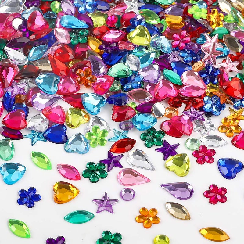 JPSOR 600pcs Gems Jewels for Crafts, Acrylic Flatback Rhinestones for Halloween Pirate Party Decorations, Crafting Embellishments Gemstone (6 Shapes, 6-13mm) - Image 4