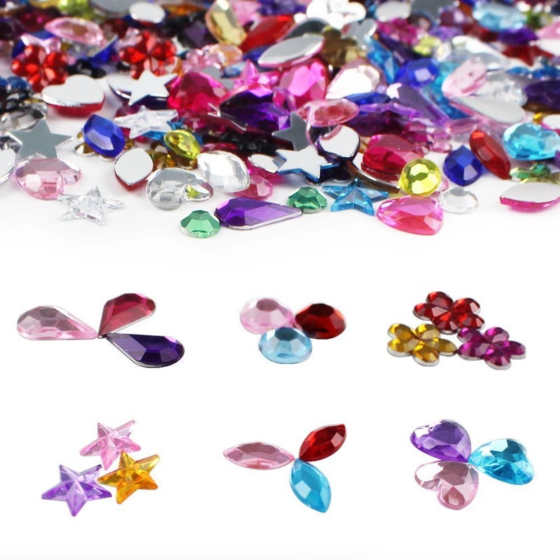 JPSOR 600pcs Gems Jewels for Crafts, Acrylic Flatback Rhinestones for Halloween Pirate Party Decorations, Crafting Embellishments Gemstone (6 Shapes, 6-13mm) - Image 5