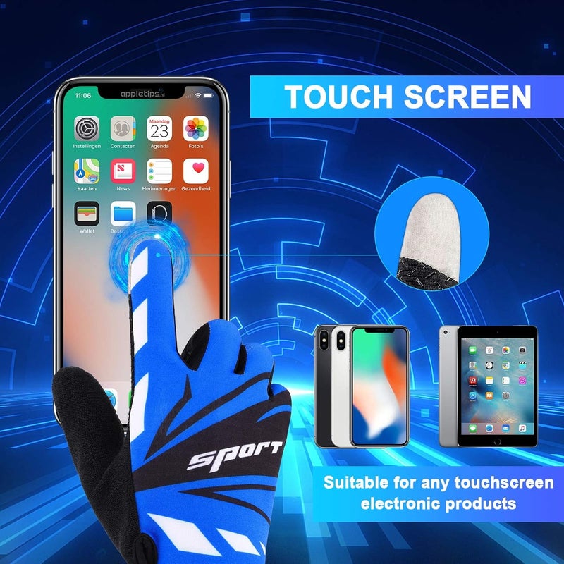 accmor Touch Screen Cycling Gloves - Large Size Kids Sport, Men Women Teens Fishing, Breathable Non-Slip Children Bike Riding for Hunting Climbing Outdoor Sports - Image 2
