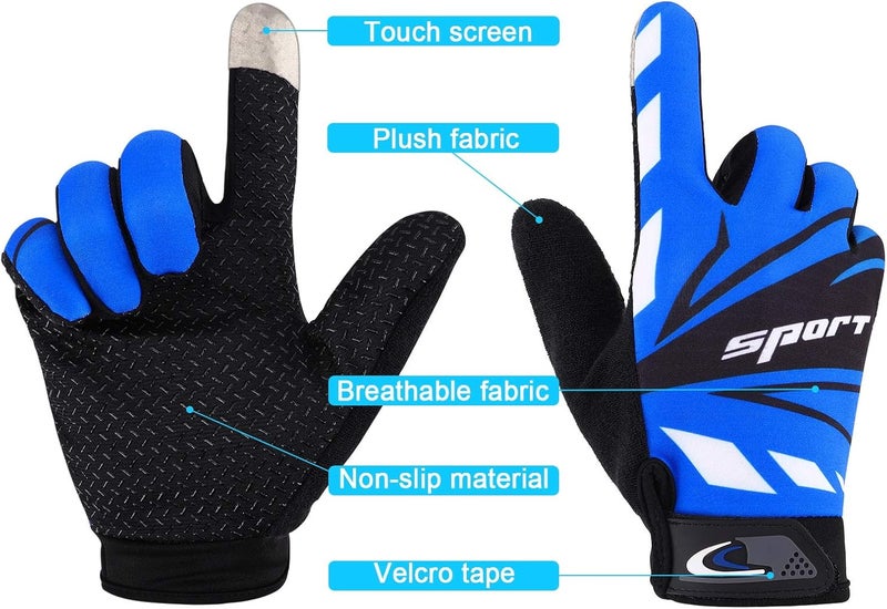 accmor Touch Screen Cycling Gloves - Large Size Kids Sport, Men Women Teens Fishing, Breathable Non-Slip Children Bike Riding for Hunting Climbing Outdoor Sports - Image 3