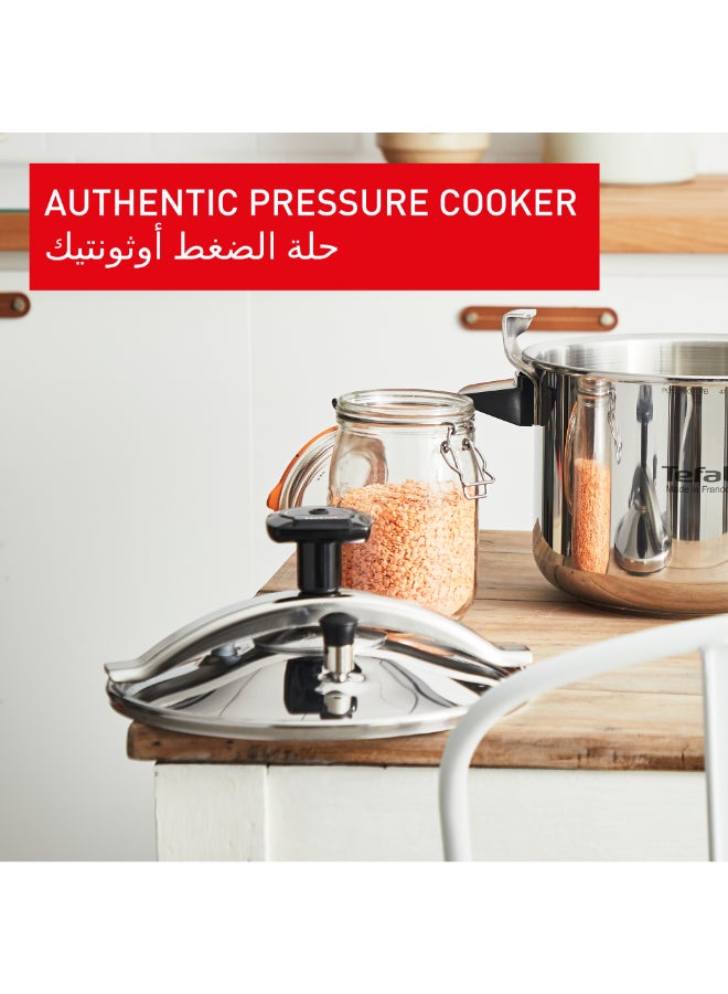 تيفال TEFAL قدر ضغط | Authentique 6 لتر | فولاذ مقاوم للصدأ | 5 أنظمة أمان | جميع مصادر الحرارة بما في ذلك الحث | ضمان لمدة سنتين | P0530734 أسود/ فضي 6.0لترات - Image 3