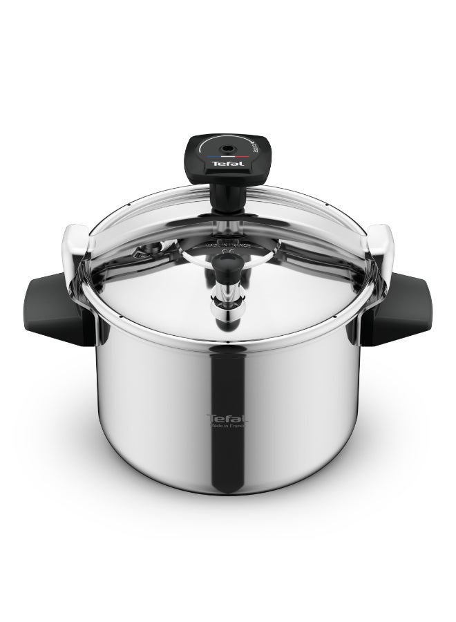 تيفال TEFAL قدر ضغط | Authentique 6 لتر | فولاذ مقاوم للصدأ | 5 أنظمة أمان | جميع مصادر الحرارة بما في ذلك الحث | ضمان لمدة سنتين | P0530734 أسود/ فضي 6.0لترات - Image 2