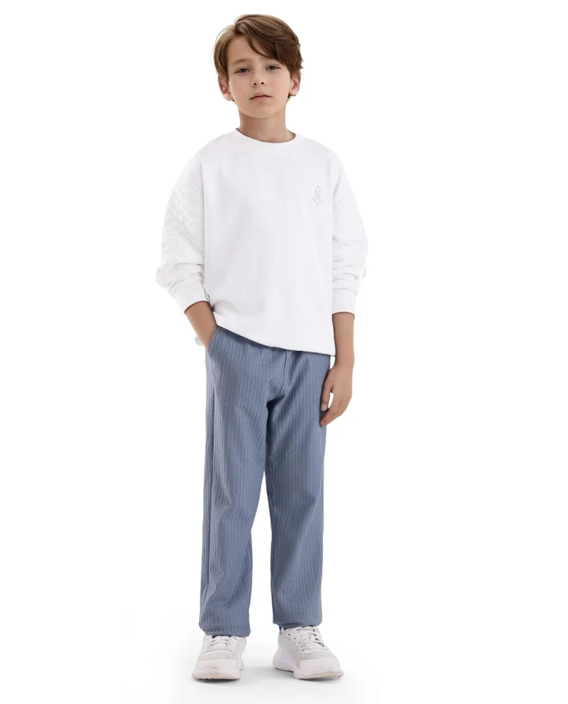 Rare Ones Rare Ones Kids Taron White Cotton Full Sleeve Embroidered Sweatshirt