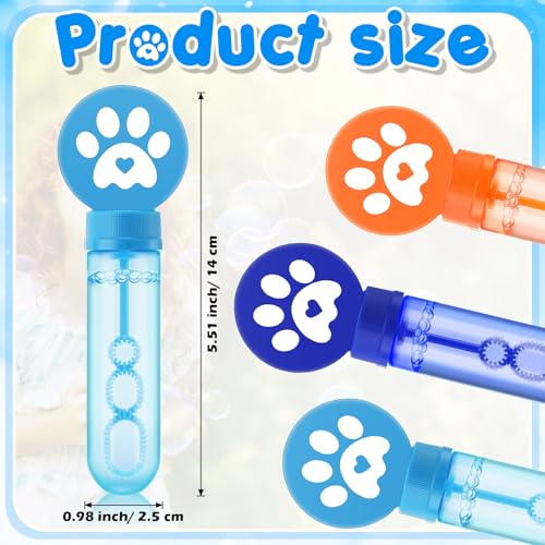 Rotatingpals 24 Pcs Blue Dog Paw Print Bubble Wands Mini Bubble Toy for Kids Toddlers Birthday Goody Bag Stuffer Summer Outdoor Classroom Reward Gifts Puppy Party FavorsDark Light Blue Orange Paw - Image 5