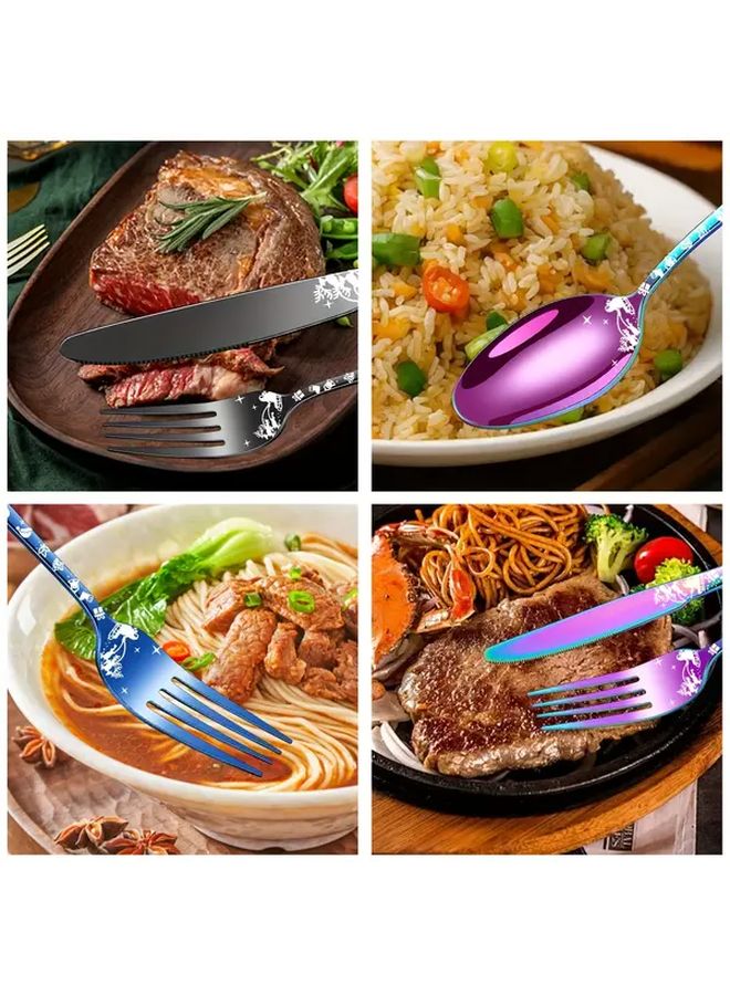 40 قطعة مجموعة أدوات المائدة الملونة من الفولاذ المقاوم للصداد بتصميم عيد الميلاد سانتا ورقاقات الثلج والرنة - Image 5