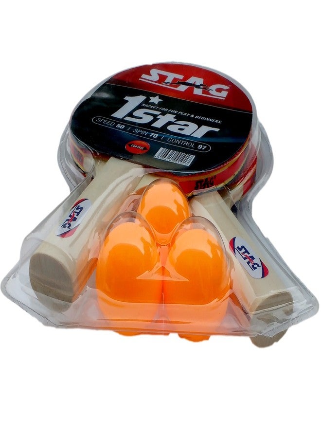 Stag 1 Star Table Tennis Play Set (2 Bats and 3 Balls) Height 25 Centimeters Beam Width 15cm - Image 2