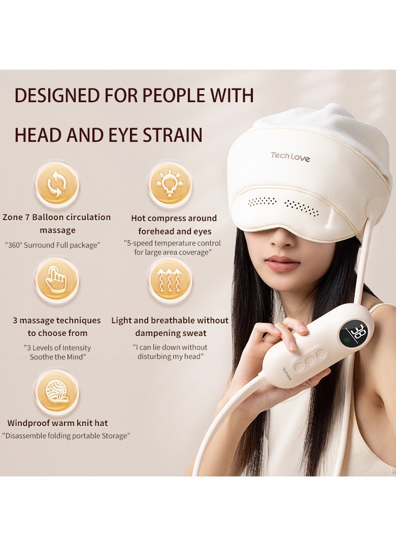 general 2024 Head & Eye Gravure Massager Head Eye Kneading Hot Compress Massage Cap Sleep Device Head Massager - Image 2