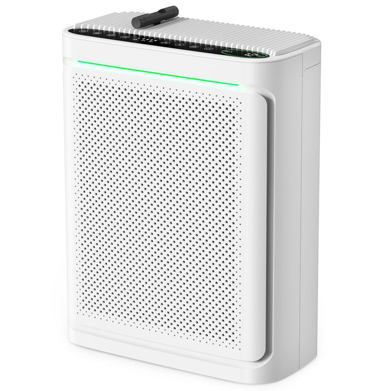 VOOPNU Air Purifiers For Home With Air Quality Display Cover Area Up to 2152 Sq.Ft Equipped with True H13 HEPA Washable Filter Air Cleaner with Fragrance Sponge for Bedroom Dorm Room, DH-JHD08(White) - Image 1