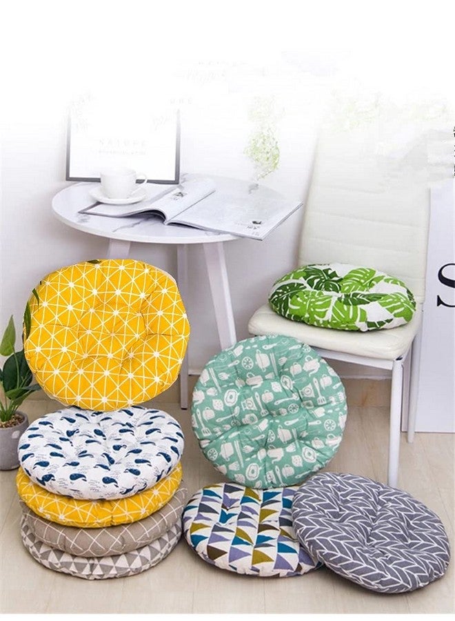 The Purple Tree Cotton Printed Round Chair Cushion Chair Pad (Pack of 1, 40X40 Cm) Outdoor Patio Chair Cushion, Quilted Chair Cushion (Grey Check) - Image 5