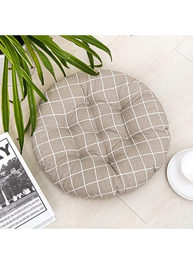 The Purple Tree Cotton Printed Round Chair Cushion Chair Pad (Pack of 1, 40X40 Cm) Outdoor Patio Chair Cushion, Quilted Chair Cushion (Grey Check) - Image 2