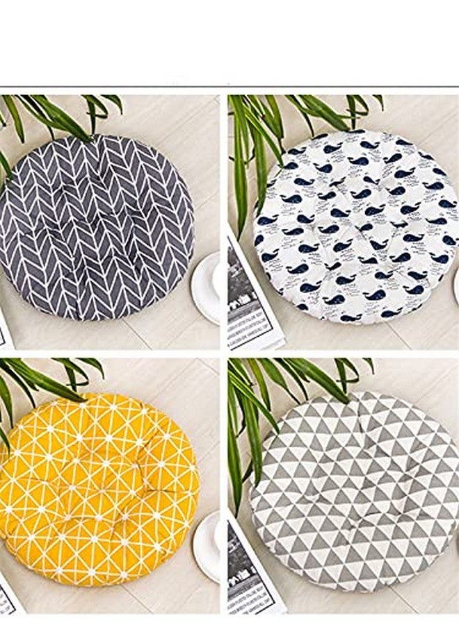The Purple Tree Cotton Printed Round Chair Cushion Chair Pad (Pack of 1, 40X40 Cm) Outdoor Patio Chair Cushion, Quilted Chair Cushion (Grey Check) - Image 4