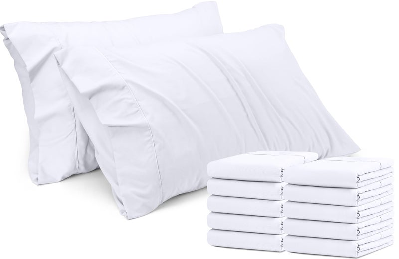 Utopia Bedding Standard Pillow Cases 12 Pack Envelope Closure Soft Brushed Microfiber Fabric Shrinkage and Fade Resistant Pillow Covers Standard Size 20 X 26 Inches Standard White