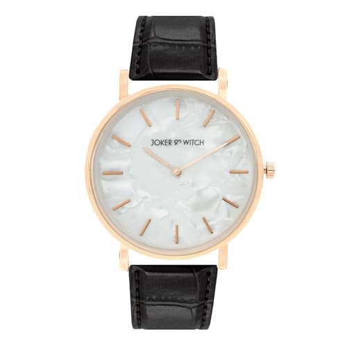 Joker & Witch Paul 40mm White Dial 20mm Black Faux Leather Strap Watch for Men - Image 1