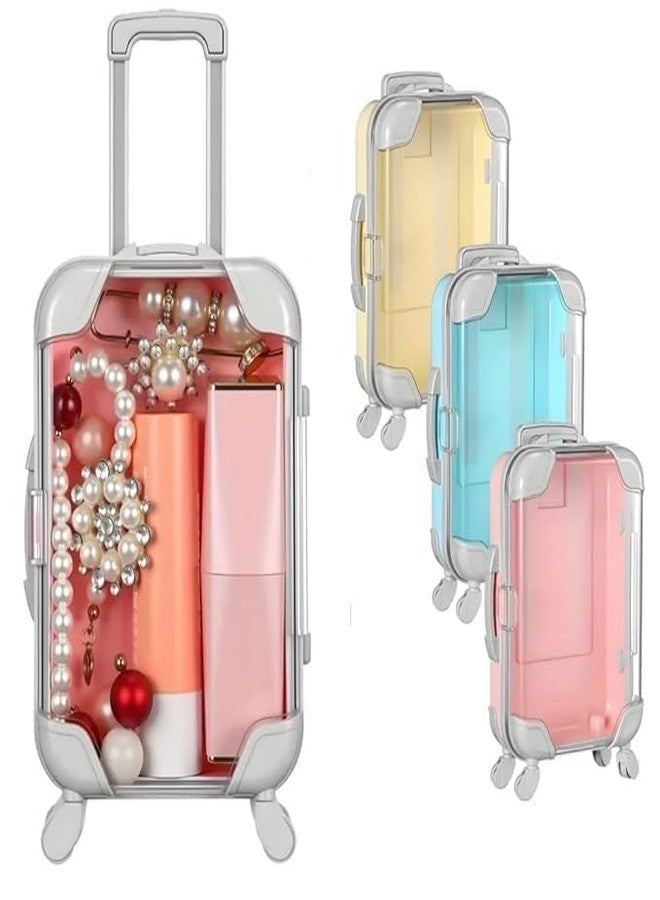 FIRAWER Toy Suitcase for Kids Pretend Play Travel with Rolling Wheels, Handle Luggage Role for Boys & Girls and use for Mini Trolley Suitcase Candy Box for Lashes and Candy - Pack of 1 (Pink) - Image 1