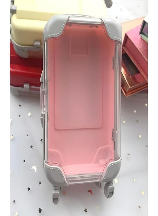 FIRAWER Toy Suitcase for Kids Pretend Play Travel with Rolling Wheels, Handle Luggage Role for Boys & Girls and use for Mini Trolley Suitcase Candy Box for Lashes and Candy - Pack of 1 (Pink) - Image 2
