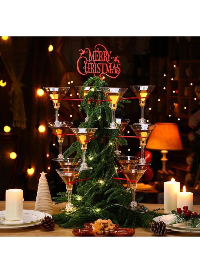 LOYIM Christmas Cocktail Tree Stand Merry Christmas Tree Drink Holder 3 Tier 12 Holders for Champagne, Martini and Margarita Cups Holder for Xmas Winter Birthday Weddings Bridal Shower Parties - Image 4