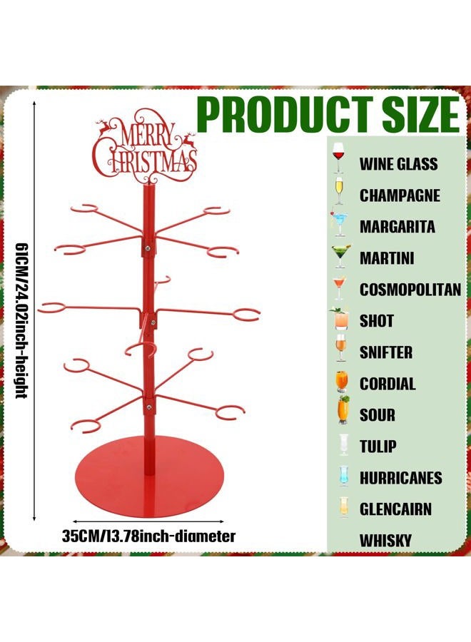 LOYIM Christmas Cocktail Tree Stand Merry Christmas Tree Drink Holder 3 Tier 12 Holders for Champagne, Martini and Margarita Cups Holder for Xmas Winter Birthday Weddings Bridal Shower Parties - Image 5
