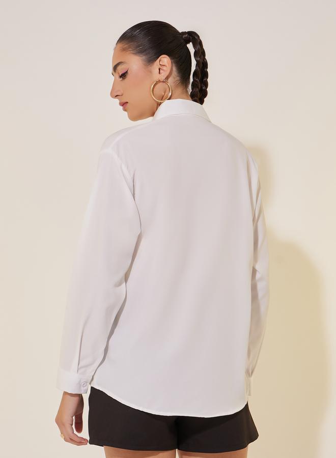 Take Two Solid Pocket Detail Oversize Shirt  - Image 5