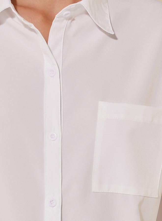 Take Two Solid Pocket Detail Oversize Shirt  - Image 4