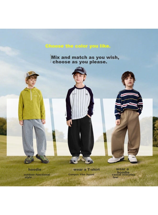 Ask Junior Kids Boys Spring Pants Curved Blade Sports Casual Sweatpants Black 120 - Image 2