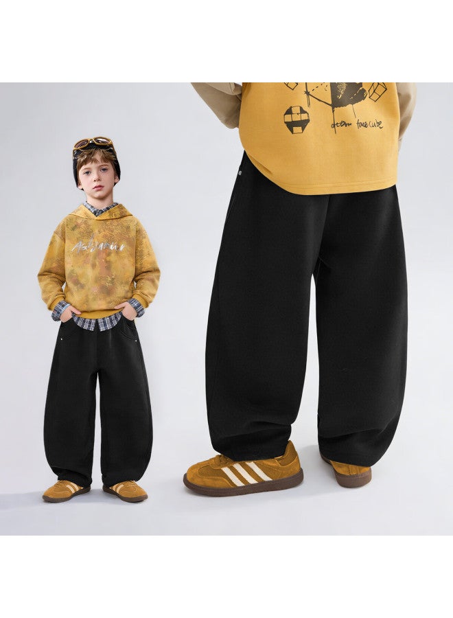 Ask Junior Kids Boys Spring Pants Curved Blade Sports Casual Sweatpants Black 120 - Image 4