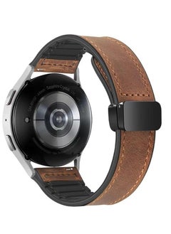 ماركة غير محددة حزام ساعة جلدي مقاس 22 مم متوافق مع Huawei GT4 46 مم/GT3 46 مم/GT3 Pro/Watch 3/GT2e/GT2 pro/GT2 42 مم 46 مم حزام بديل متوافق مع Samsung Galaxy Watch 3 45 مم/Gear S3 بني  - Image 1