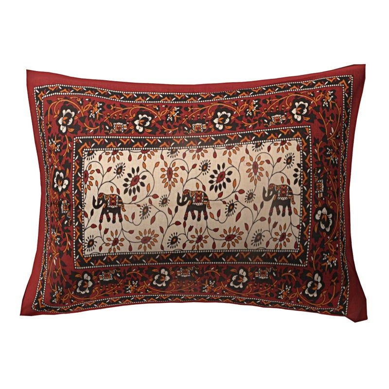 Ealth Kart 144 TC Cotton Jaipuri Printed Single Bed Sheet with Pillow Cover Mahroon Single - Image 2