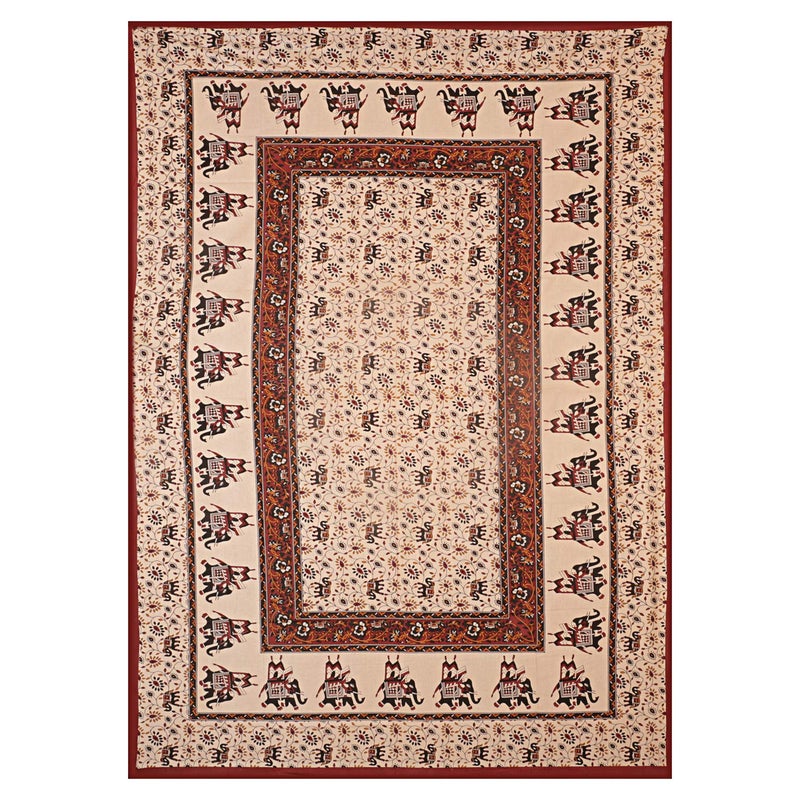 Ealth Kart 144 TC Cotton Jaipuri Printed Single Bed Sheet with Pillow Cover Mahroon Single - Image 3