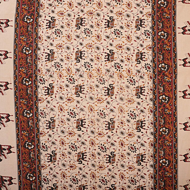 Ealth Kart 144 TC Cotton Jaipuri Printed Single Bed Sheet with Pillow Cover Mahroon Single - Image 4