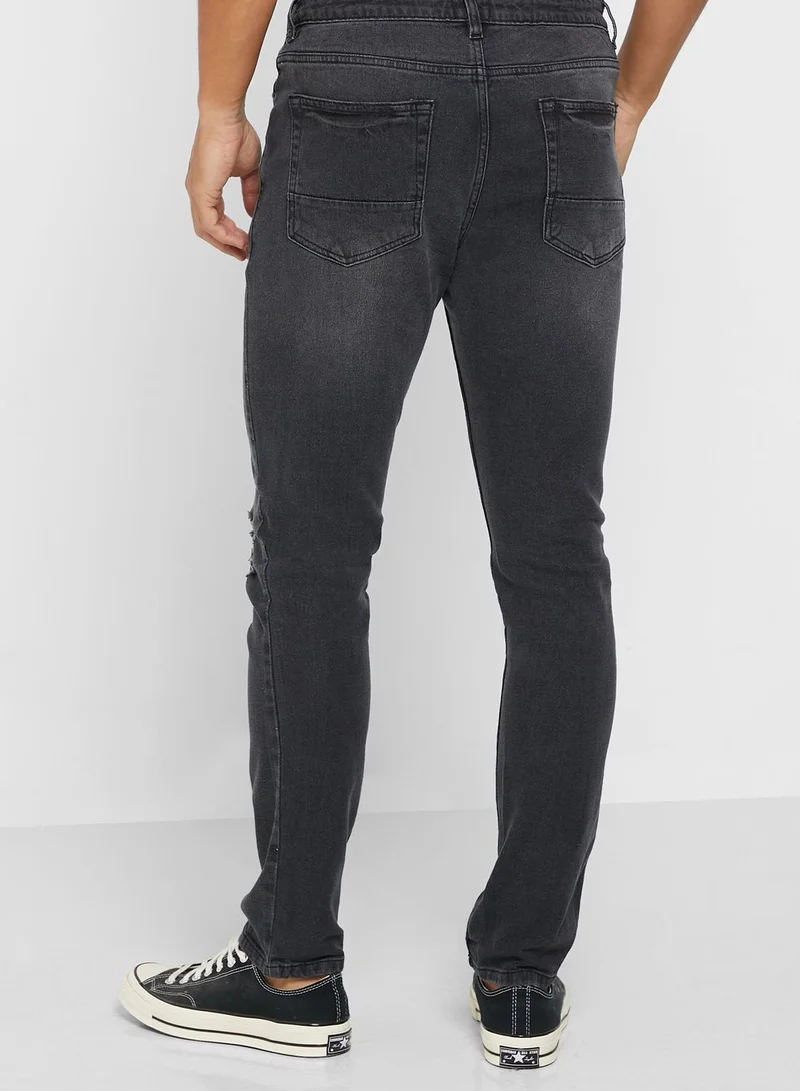 Seventy Five Rip And Repair Tapered Fit Jeans