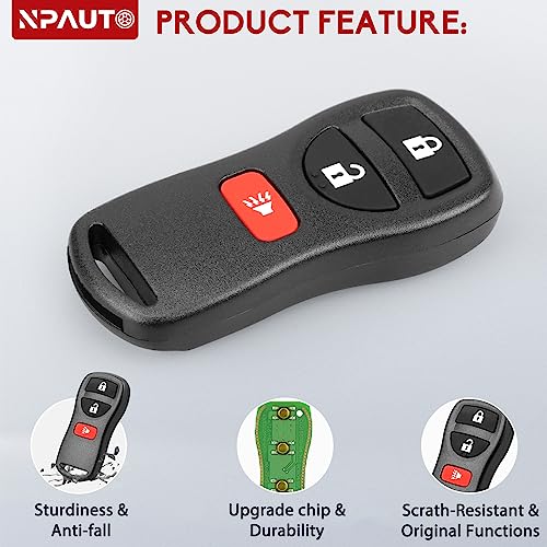 NPAUTO بديل مفتاح NPAUTO، يناسب نيسان فرونتير، إكستيرا، تيتان، فيرسا، باثفايندر، مورانو، كويست، سنترا، أرمادا، NV، إنفينيتي QX4 FX35 FX45 - مفتاح تحكم عن بعد للدخول بدون مفتاح، KBRASTU15، عبوة 2 - Image 4