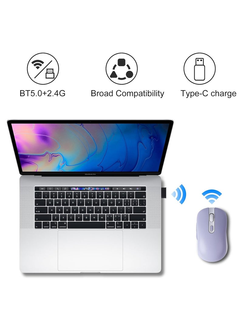 general Wireless Mouse, Dual Mode Computer Mouse, 2.4G Optical Mouse with USB Receiver, Rechargeable Bluetooth Mouse, DPI Adjustable,3 Device Connection, Cordless Mice for Laptop, PC - Image 4