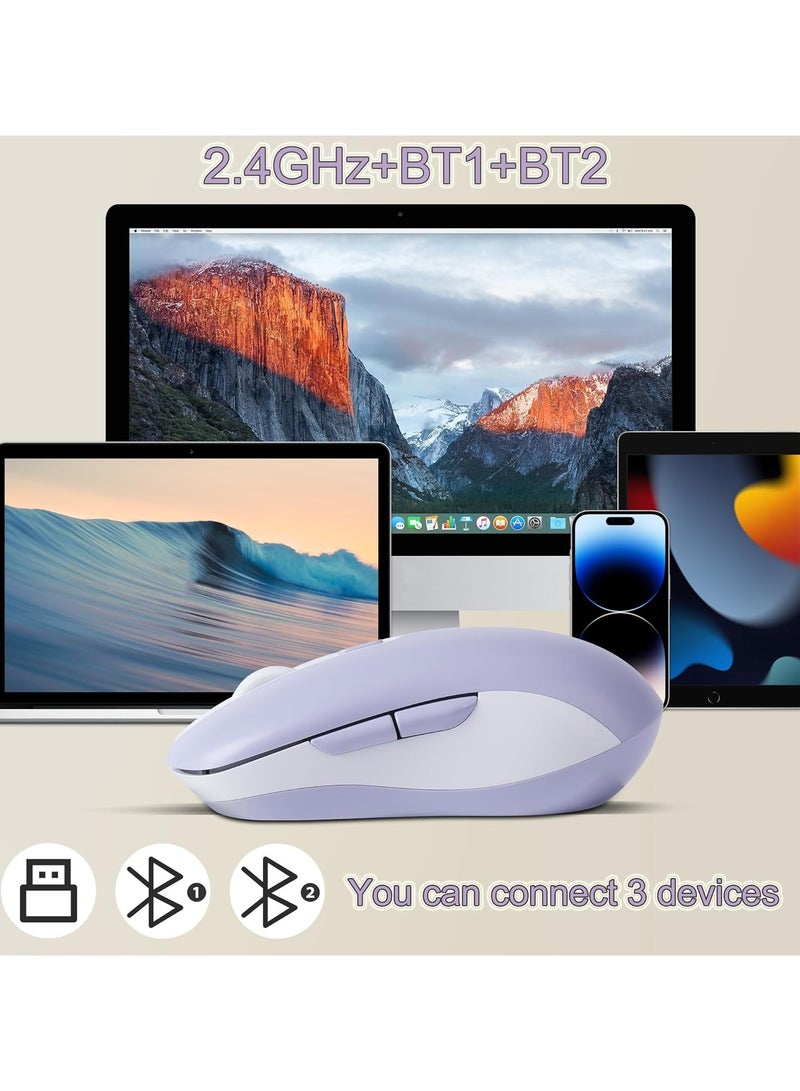 general Wireless Mouse, Dual Mode Computer Mouse, 2.4G Optical Mouse with USB Receiver, Rechargeable Bluetooth Mouse, DPI Adjustable,3 Device Connection, Cordless Mice for Laptop, PC - Image 3