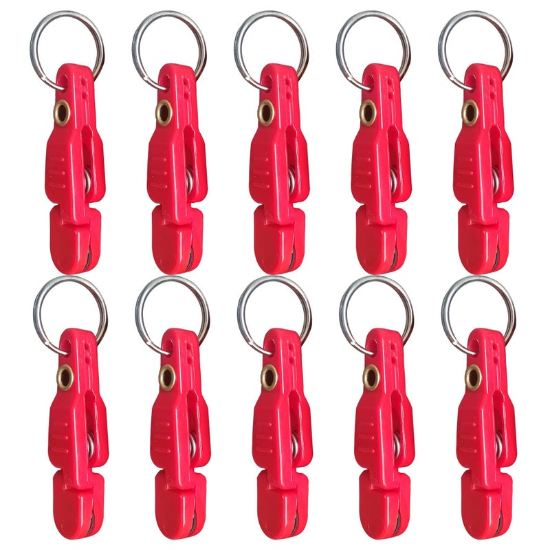 FUNORNAM 10pcs Heavy Tension Snap Release Clips for Weight Planer Board Kites Downrigger Trolling Fishing Red