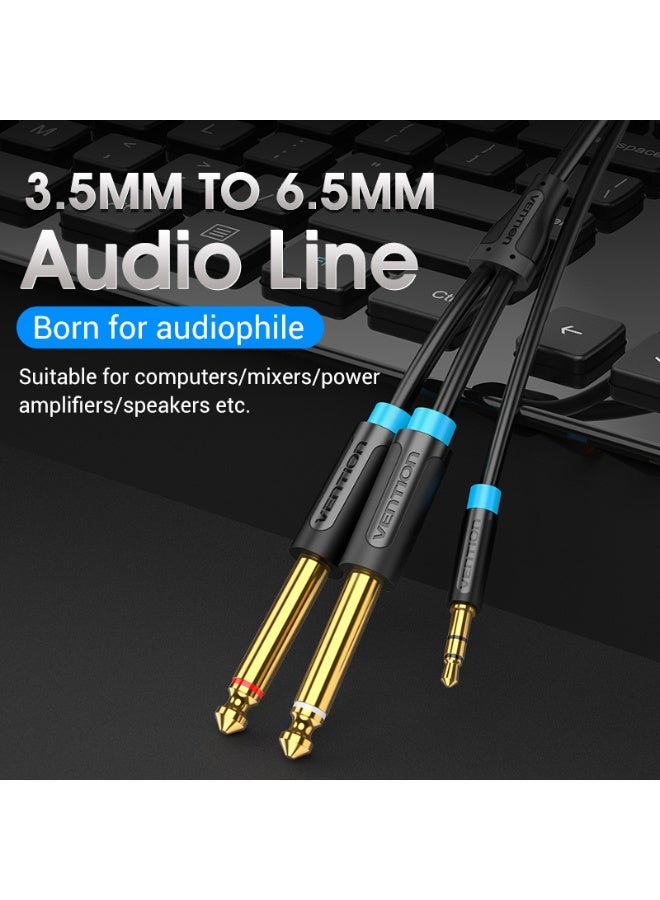 VENTION 3.5mm Male to 2*6.5mm Male Audio Cable Black Model - Image 2