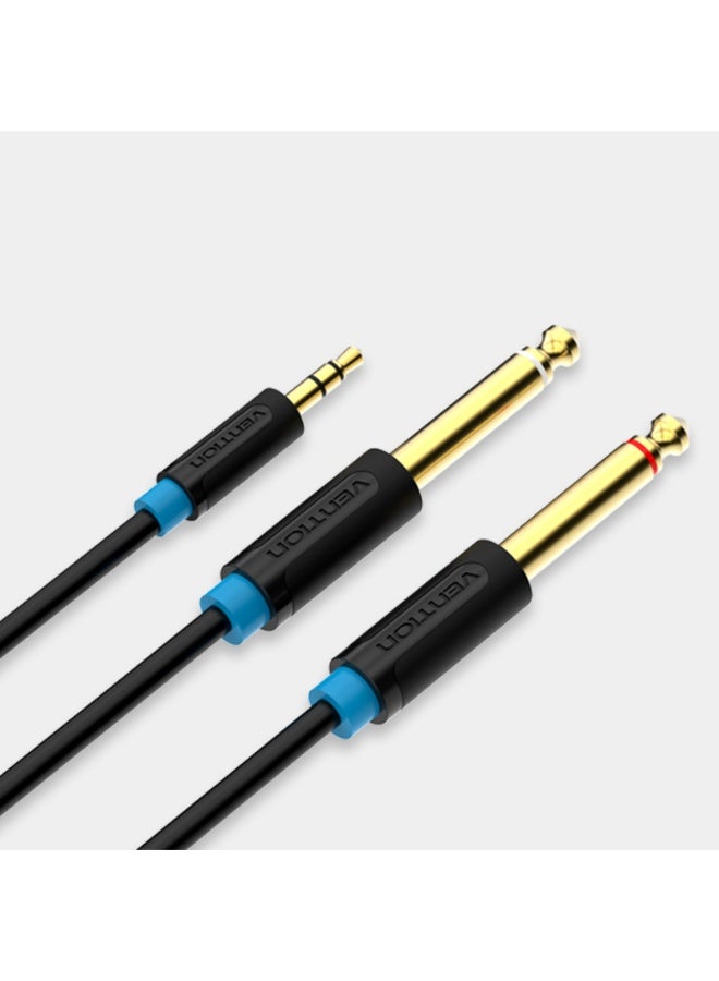 VENTION 3.5mm Male to 2*6.5mm Male Audio Cable Black Model - Image 1