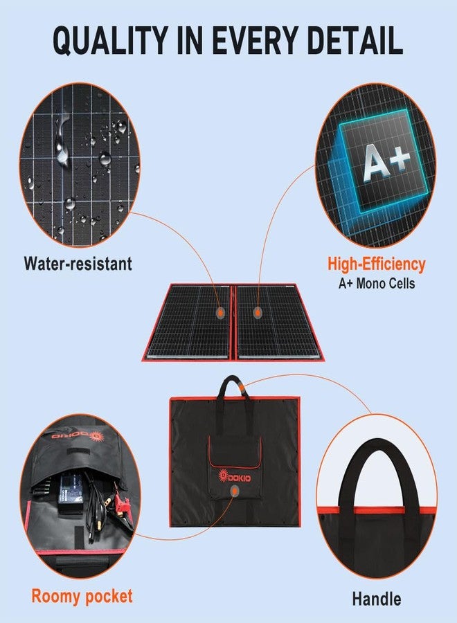 DOKIO 110w 18v Portable Foldable Solar Panel Kit (21x28inch, 5.9lb),Solar Controller 2 USB Output to Charge 12v Batteries/Power Station (AGM, Lifepo4) Rv Camping Trailer Emergency Power - Image 4