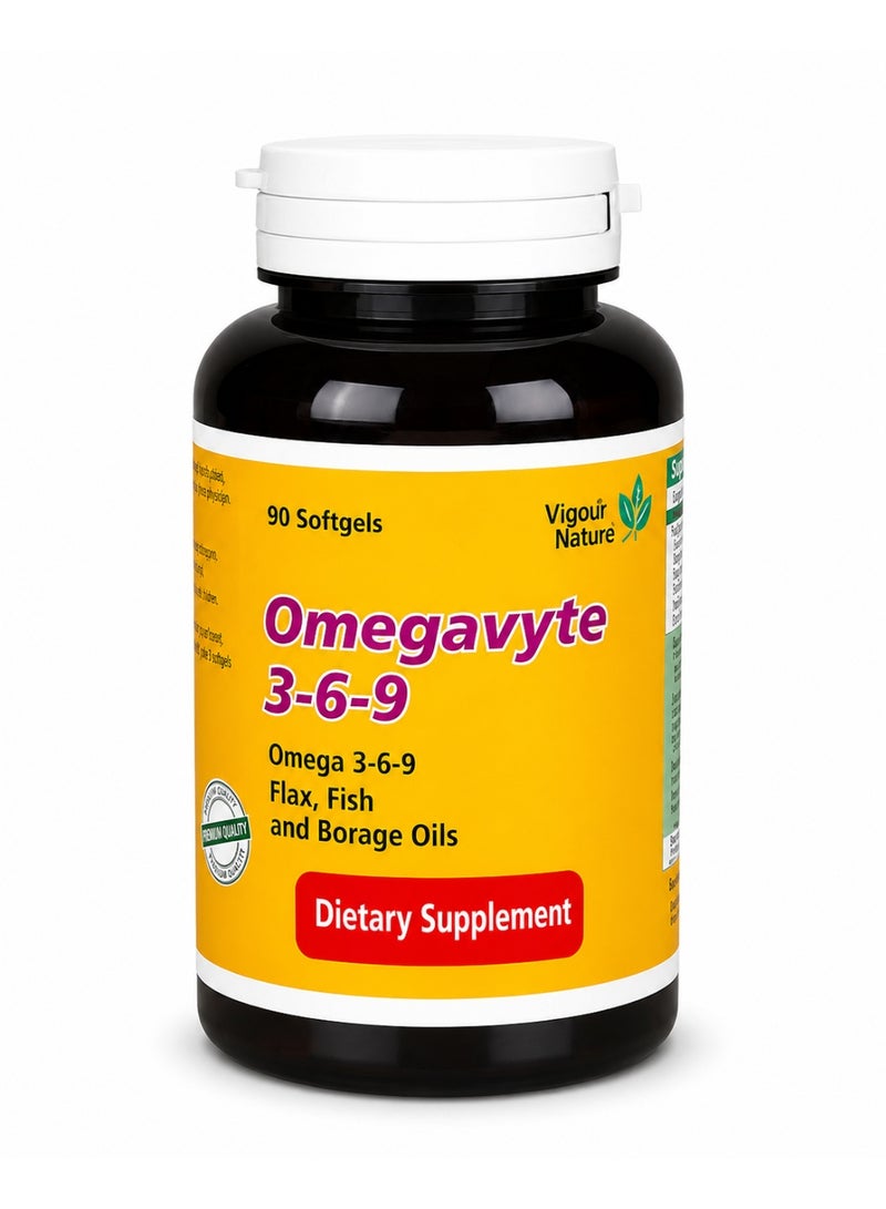 VITANE Omegavyte 3-6-9 1000mg Softgels – 90 Omega 3, 6 & 9 Supplement for Heart, Brain & Joint Support - Image 1