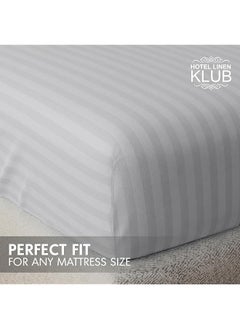 Hotel Linen Klub Striped Microfiber Fitted Sheet Size: Super King 200 X 200 Cm Ultrasoft Plush Fabric Premium Durable Quality And Deep Pockets For A Perfect Fit Light Gray  - Image 5
