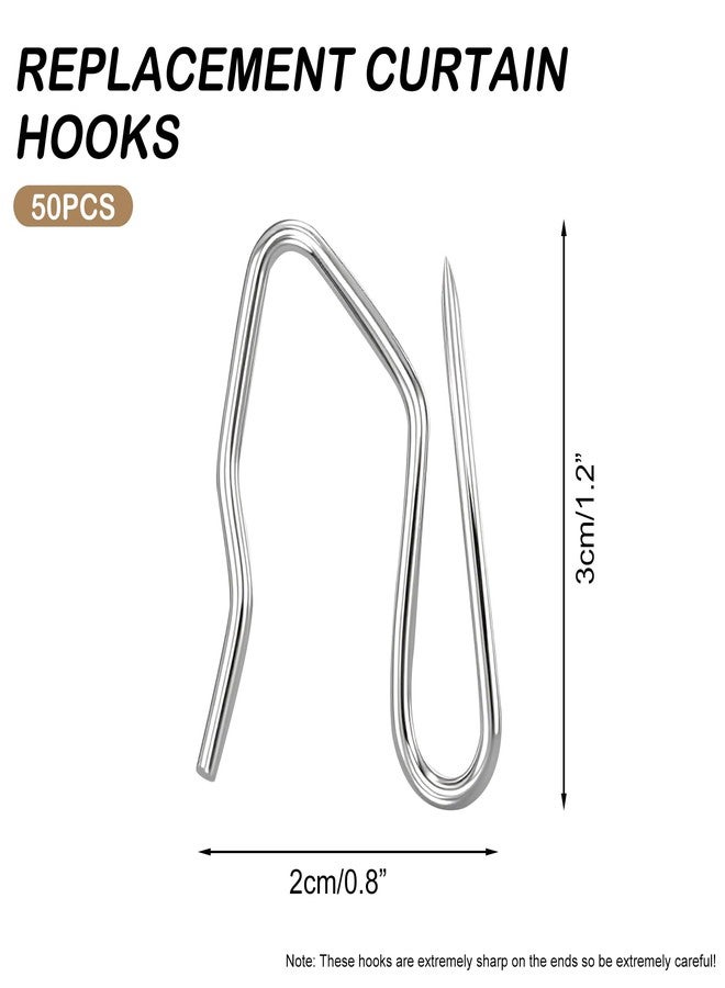 Quacc 50 PCS Stainless Steel Curtain Hooks with Storage Box, 1.2" Metal Drapery Pins Strong Drapery Hook for Door Window Shower Curtains Pleated Drapes - Image 2