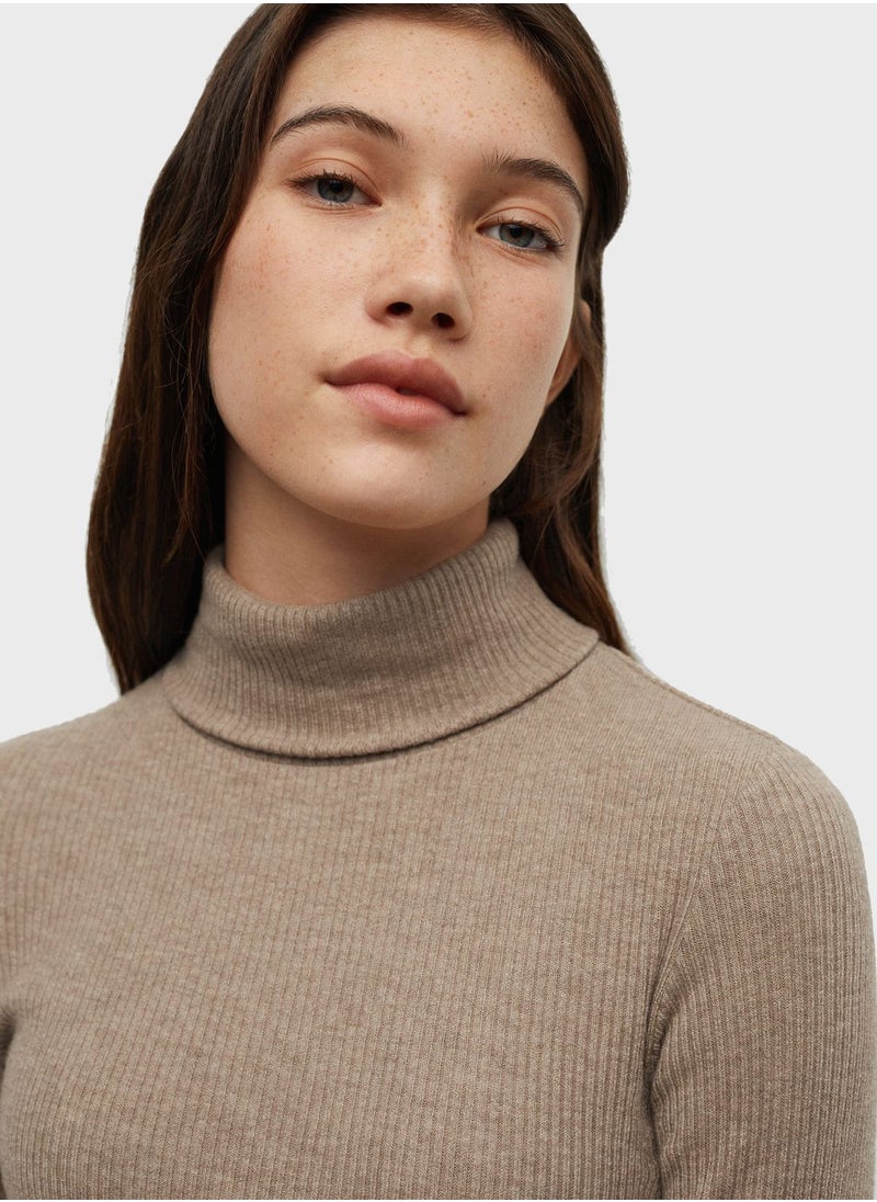 MANGO - Kids Turtle Neck Knitted Dress - Image 1