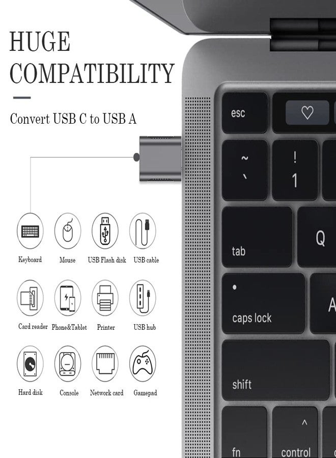 AuviPal 10Gbps USB C to USB 3.1 Adapter (4 Pack), Thunderbolt 4/3 to USB OTG Converter for iPhone 15, MacBook, iPad, iMac and More Type C Devices - Space Grey - Image 3